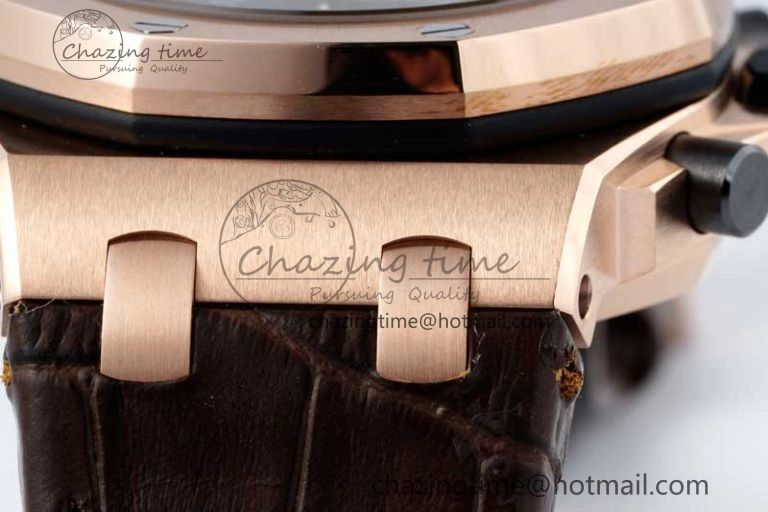 Royal Oak Offshore 42mm RG APF 1:1 Best Edition Black Dial on Brown Leather Strap A EyeCatching 4675