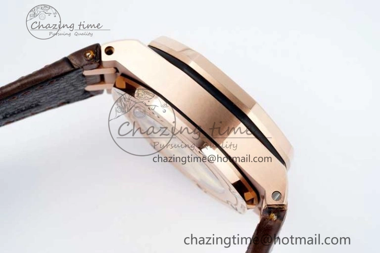 Royal Oak Offshore 42mm RG APF 1:1 Best Edition Black Dial on Brown Leather Strap A EyeCatching 4675