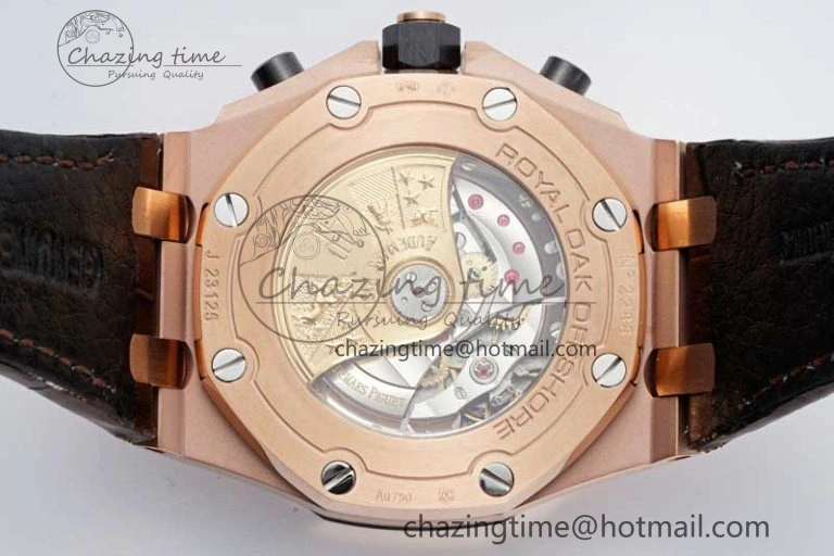Royal Oak Offshore 42mm RG APF 1:1 Best Edition Black Dial on Brown Leather Strap A EyeCatching 4675