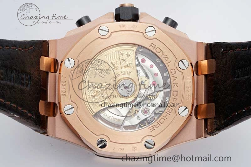 Royal Oak Offshore 42mm RG APF 1:1 Best Edition Black Dial on Brown Leather Strap A EyeCatching 4675