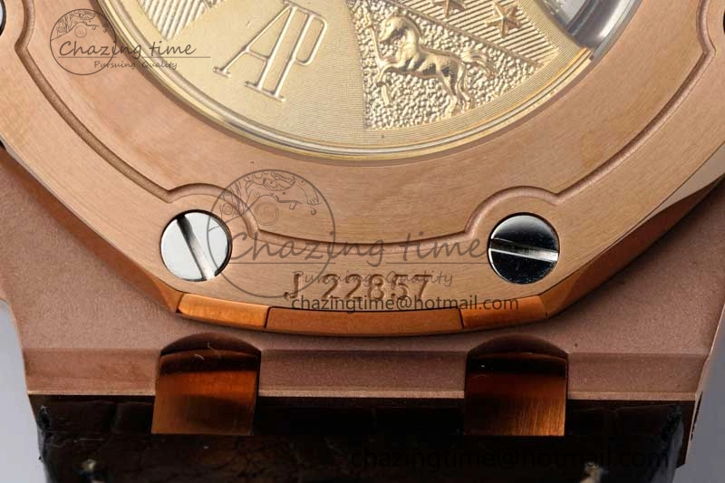 Royal Oak Offshore 42mm RG APF 1:1 Best Edition Black Dial on Brown Leather Strap A EyeCatching 4675