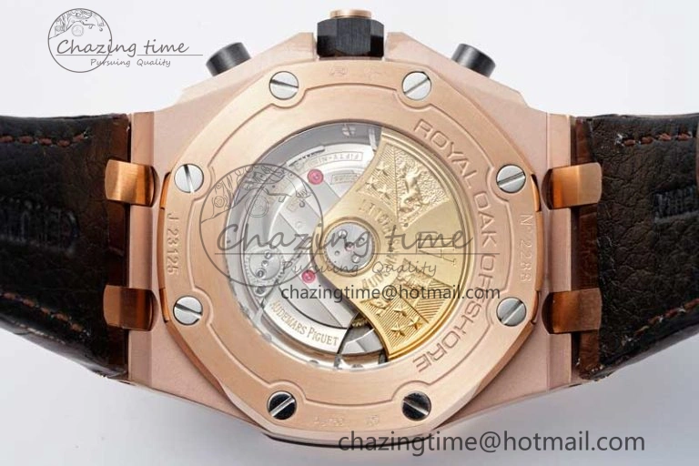 Royal Oak Offshore 42mm RG APF 1:1 Best Edition Black Dial on Brown Leather Strap A EyeCatching 4675