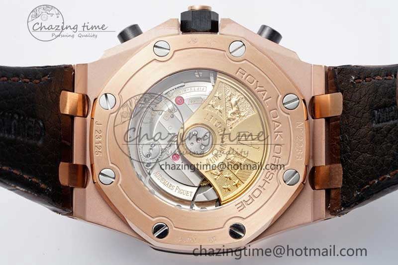 Royal Oak Offshore 42mm RG APF 1:1 Best Edition Black Dial on Brown Leather Strap A EyeCatching 4675