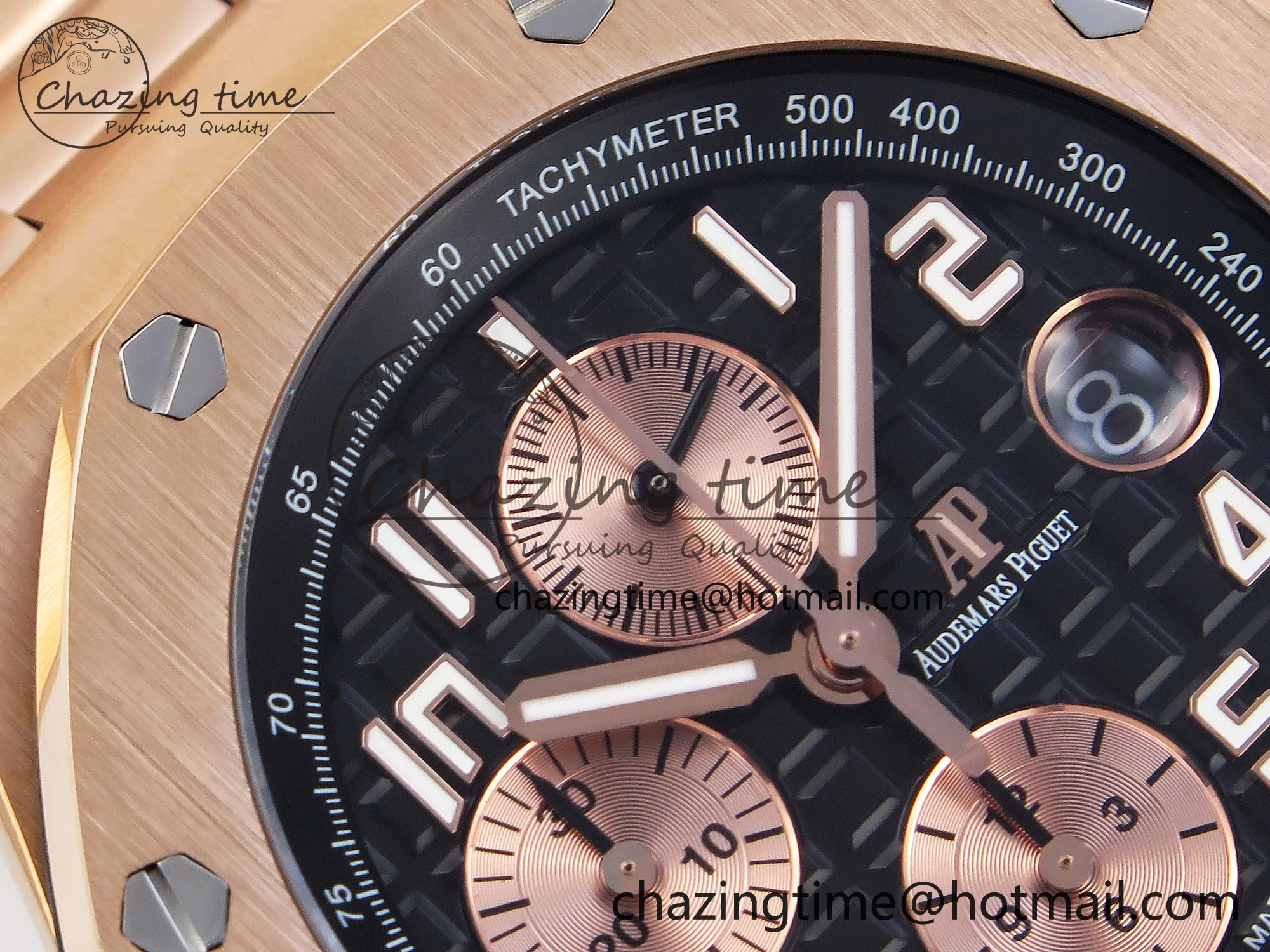 Trendsetting Royal Oak Offshore 42mm RG APF 1:1 Best Edition Black  RG Dial on RG Bracelet A 4530