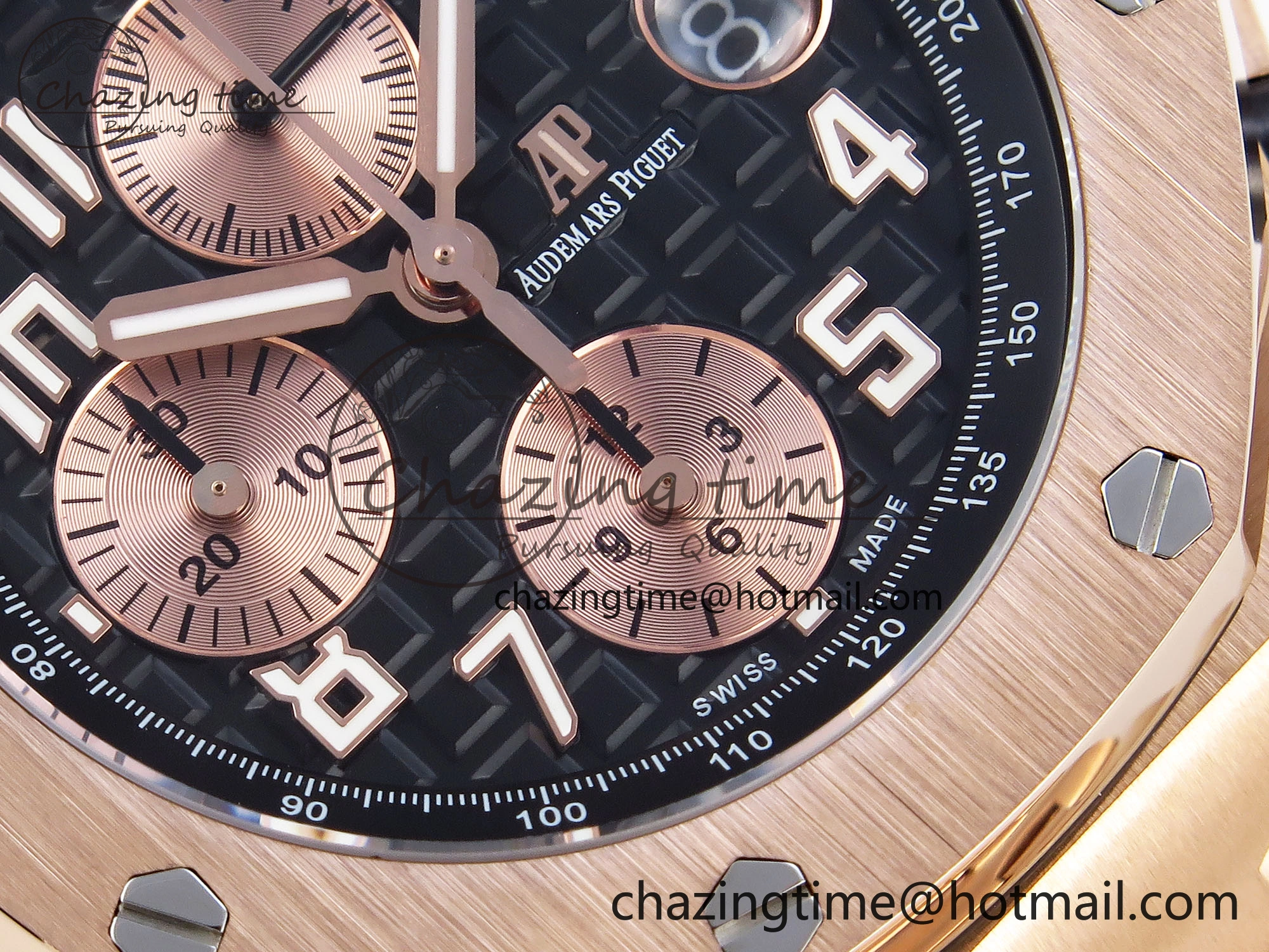 Trendsetting Royal Oak Offshore 42mm RG APF 1:1 Best Edition Black  RG Dial on RG Bracelet A 4530