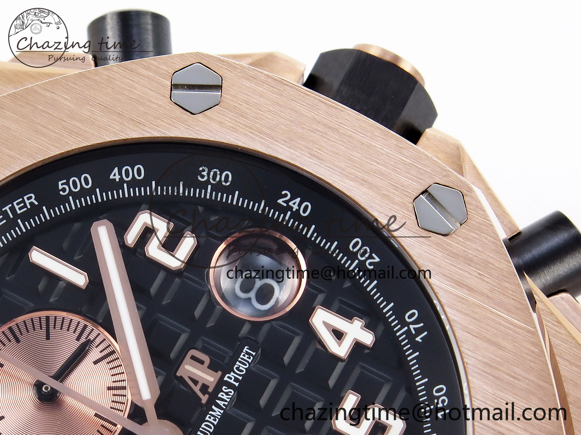 Trendsetting Royal Oak Offshore 42mm RG APF 1:1 Best Edition Black  RG Dial on RG Bracelet A 4530