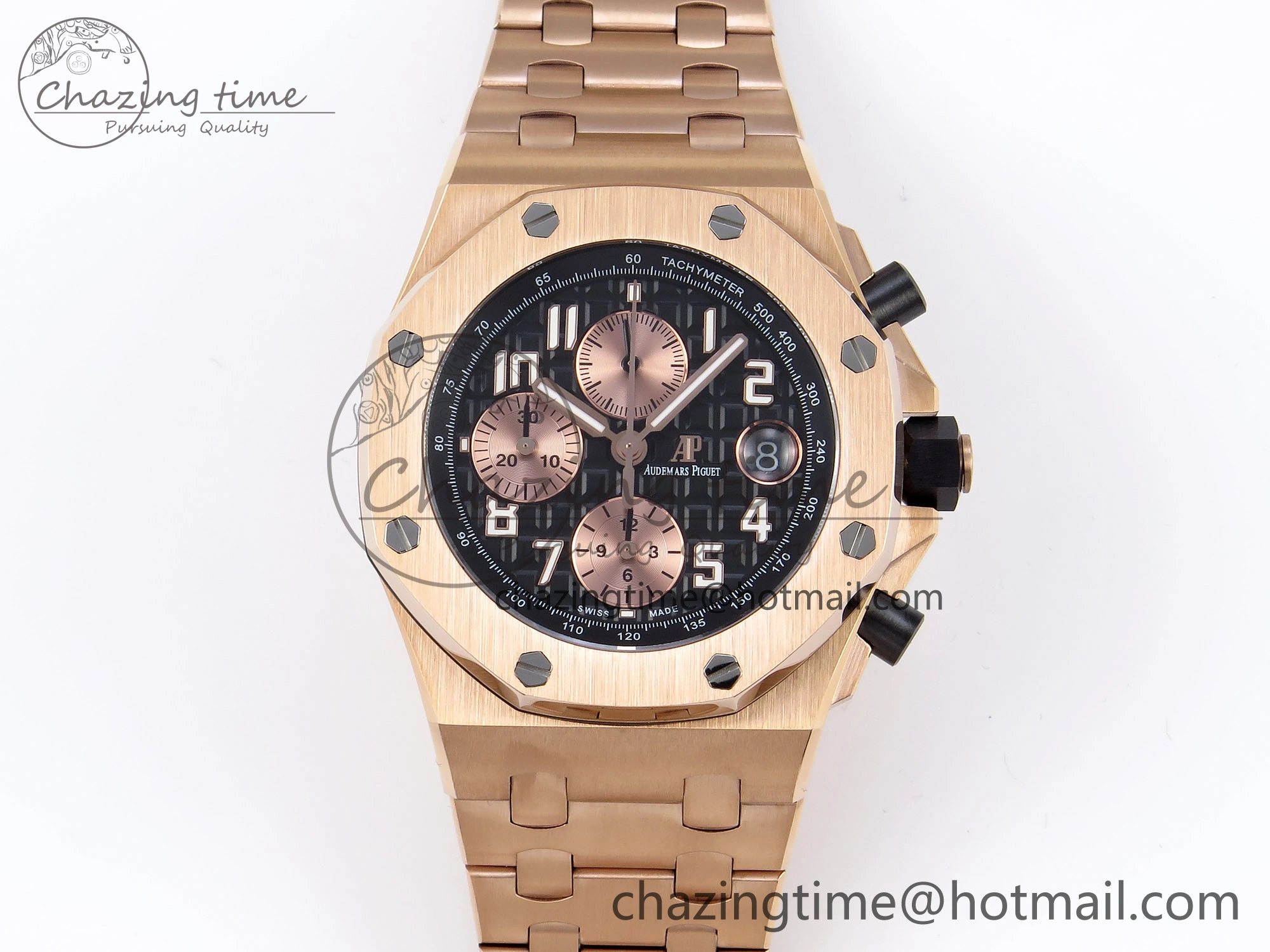 Trendsetting Royal Oak Offshore 42mm RG APF 1:1 Best Edition Black  RG Dial on RG Bracelet A 4530