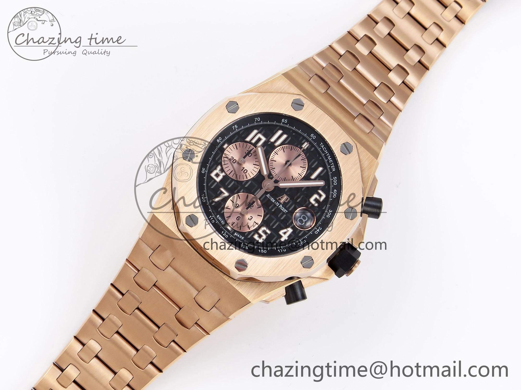 Trendsetting Royal Oak Offshore 42mm RG APF 1:1 Best Edition Black  RG Dial on RG Bracelet A 4530
