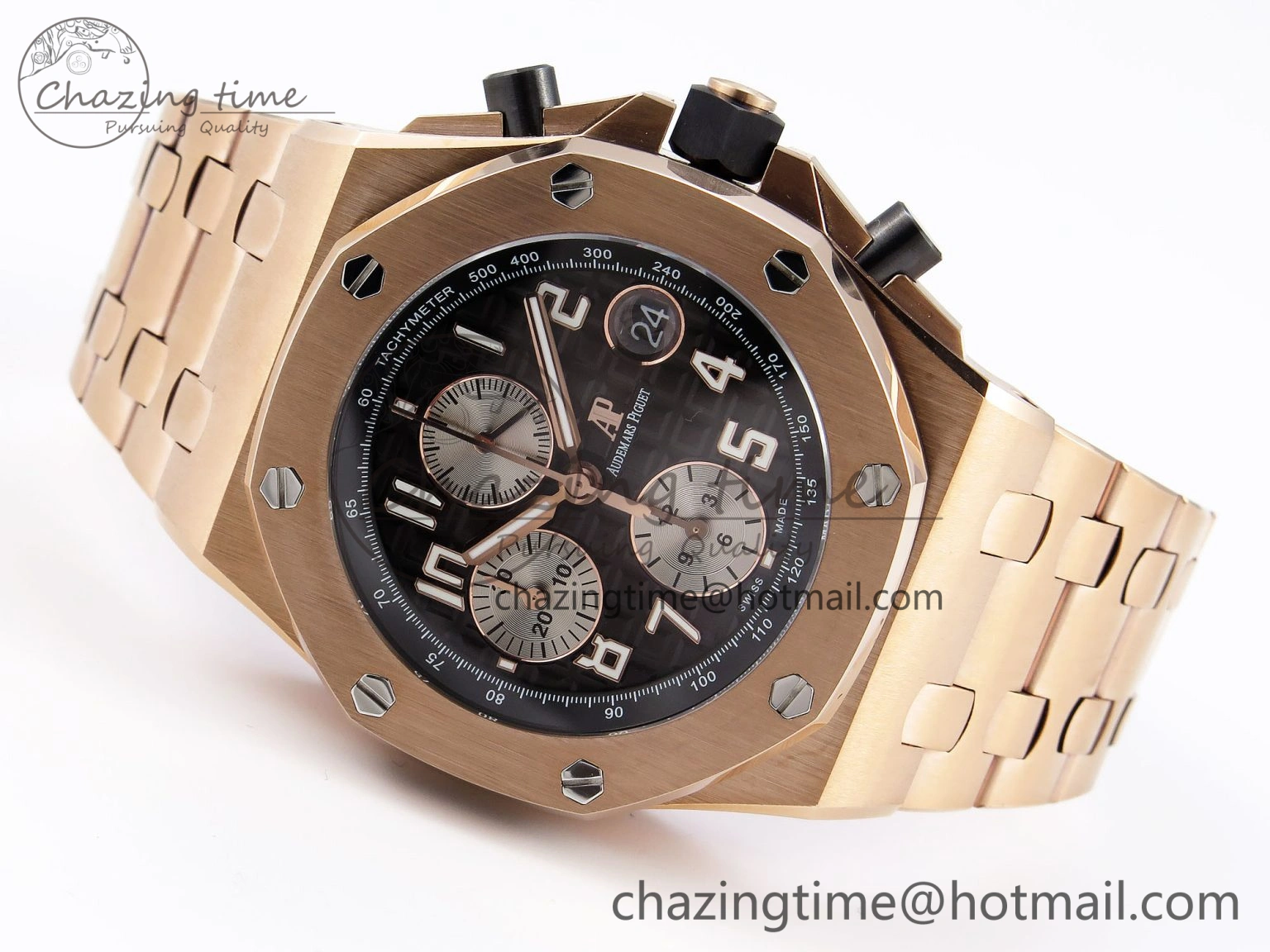 Royal Oak Offshore 42mm RG APF 1:1 Best Edition Black  Silver Dial on RG Bracelet A GoodFit 4533