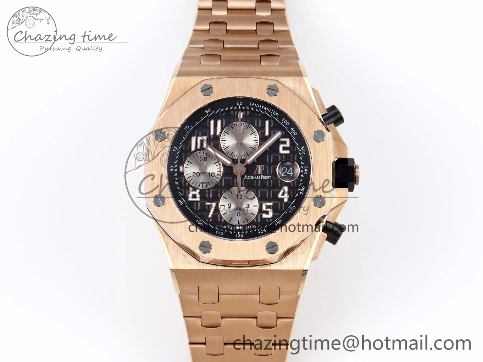 Royal Oak Offshore 42mm RG APF 1:1 Best Edition Black  Silver Dial on RG Bracelet A GoodFit 4533
