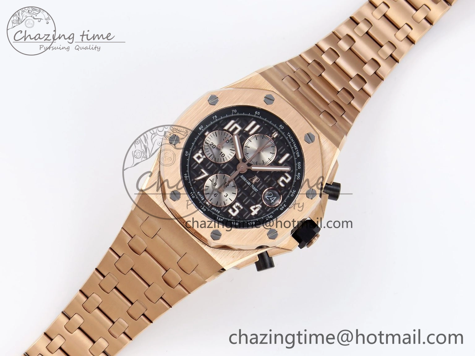 Royal Oak Offshore 42mm RG APF 1:1 Best Edition Black  Silver Dial on RG Bracelet A GoodFit 4533