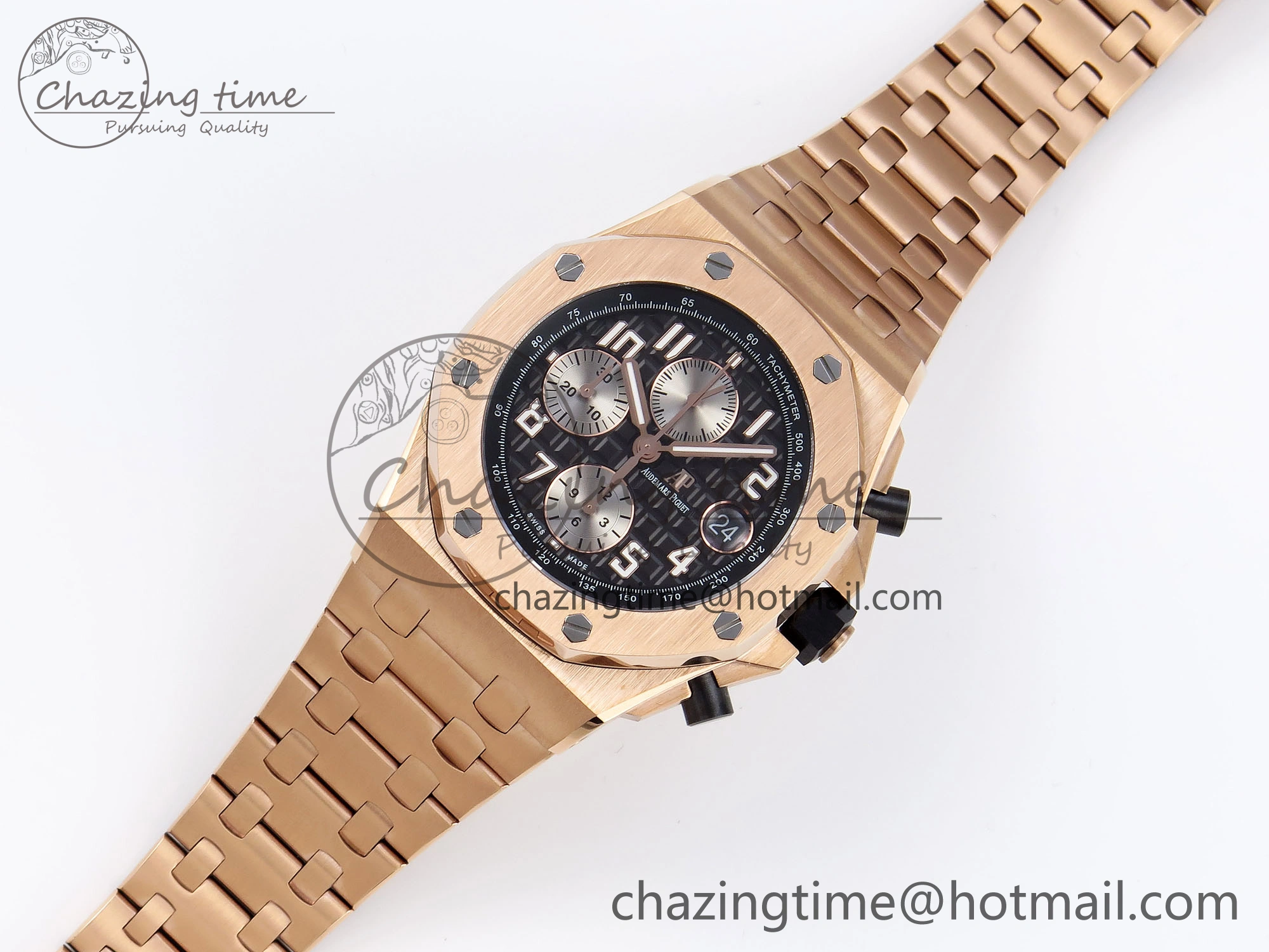 Royal Oak Offshore 42mm RG APF 1:1 Best Edition Black  Silver Dial on RG Bracelet A GoodFit 4533