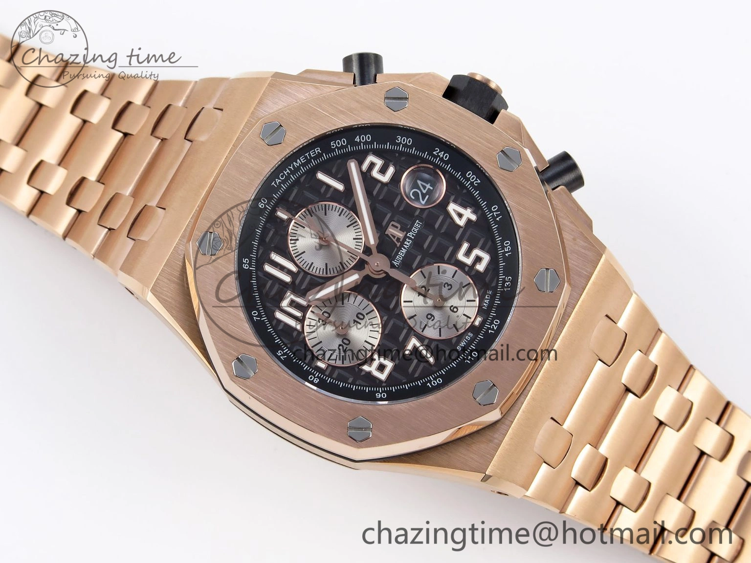 Royal Oak Offshore 42mm RG APF 1:1 Best Edition Black  Silver Dial on RG Bracelet A GoodFit 4533