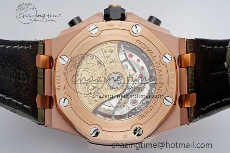 Royal Oak Offshore 42mm RG APF 1:1 Best Edition Black Silver Dial on Green Leather Strap A WellDesigned 4672