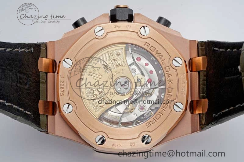 Royal Oak Offshore 42mm RG APF 1:1 Best Edition Black Silver Dial on Green Leather Strap A WellDesigned 4672