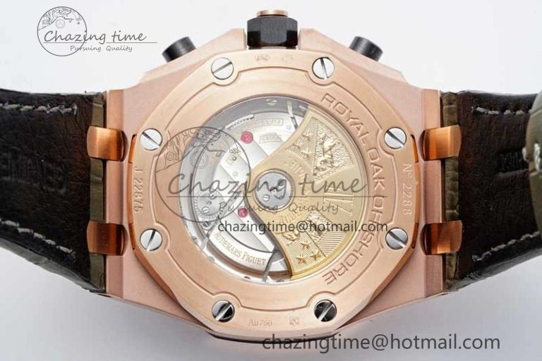 Royal Oak Offshore 42mm RG APF 1:1 Best Edition Black Silver Dial on Green Leather Strap A WellDesigned 4672