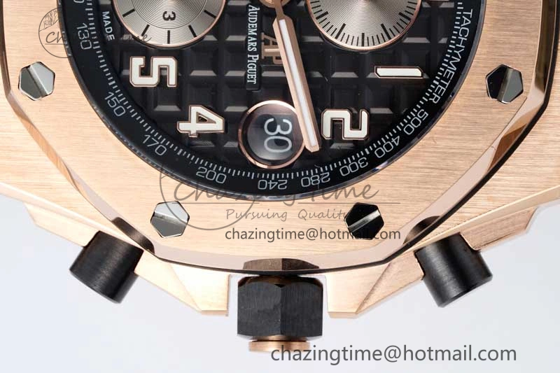 Royal Oak Offshore 42mm RG APF 1:1 Best Edition Black Silver Dial on Green Leather Strap A WellDesigned 4672