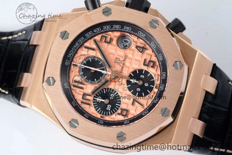FashionForward Royal Oak Offshore 42mm RG APF 1:1 Best Edition RG Dial on Black Leather Strap A 4671