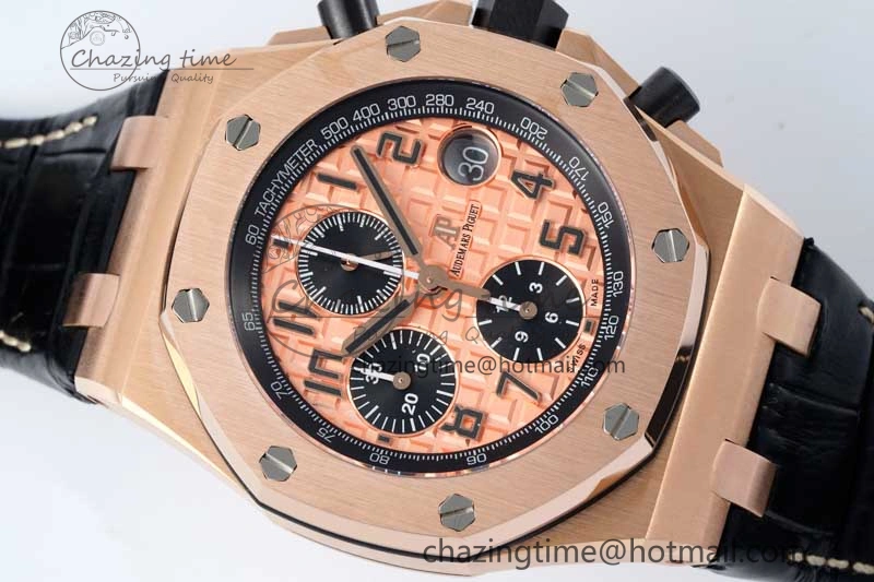FashionForward Royal Oak Offshore 42mm RG APF 1:1 Best Edition RG Dial on Black Leather Strap A 4671