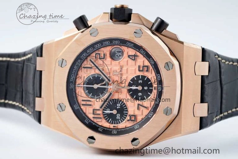 FashionForward Royal Oak Offshore 42mm RG APF 1:1 Best Edition RG Dial on Black Leather Strap A 4671