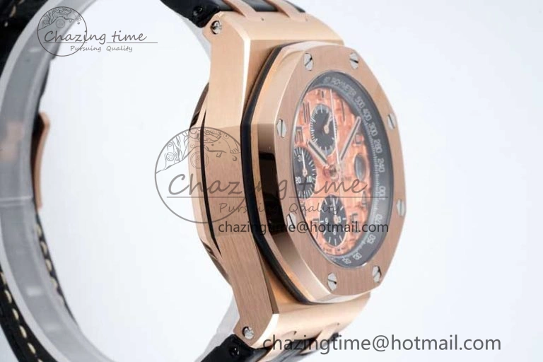 FashionForward Royal Oak Offshore 42mm RG APF 1:1 Best Edition RG Dial on Black Leather Strap A 4671