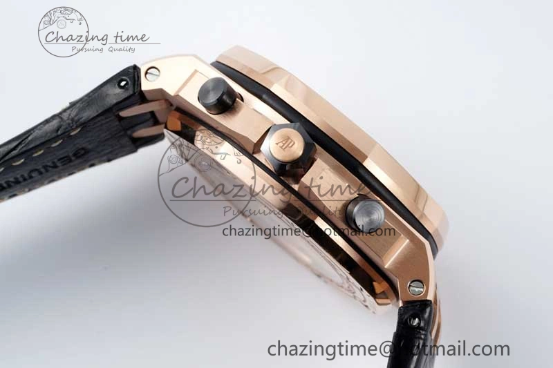 FashionForward Royal Oak Offshore 42mm RG APF 1:1 Best Edition RG Dial on Black Leather Strap A 4671