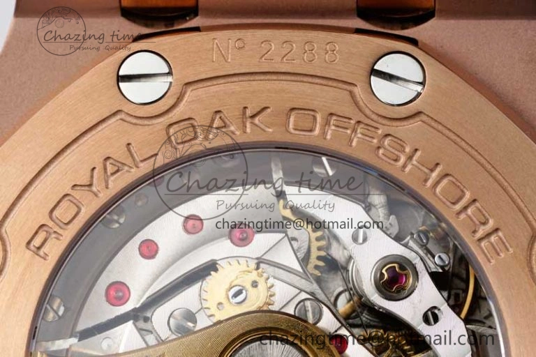 FashionForward Royal Oak Offshore 42mm RG APF 1:1 Best Edition RG Dial on Black Leather Strap A 4671