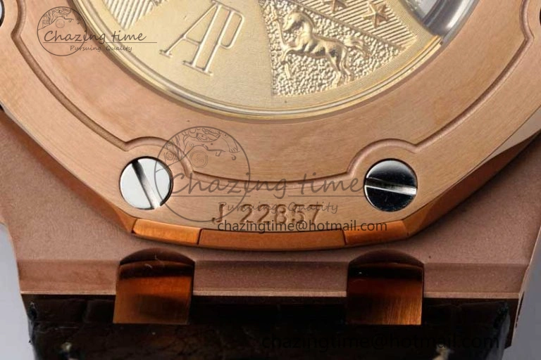 FashionForward Royal Oak Offshore 42mm RG APF 1:1 Best Edition RG Dial on Black Leather Strap A 4671