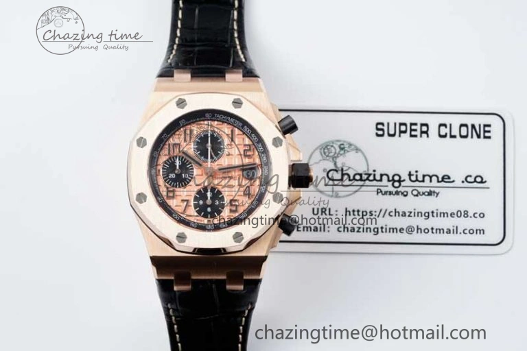 FashionForward Royal Oak Offshore 42mm RG APF 1:1 Best Edition RG Dial on Black Leather Strap A 4671