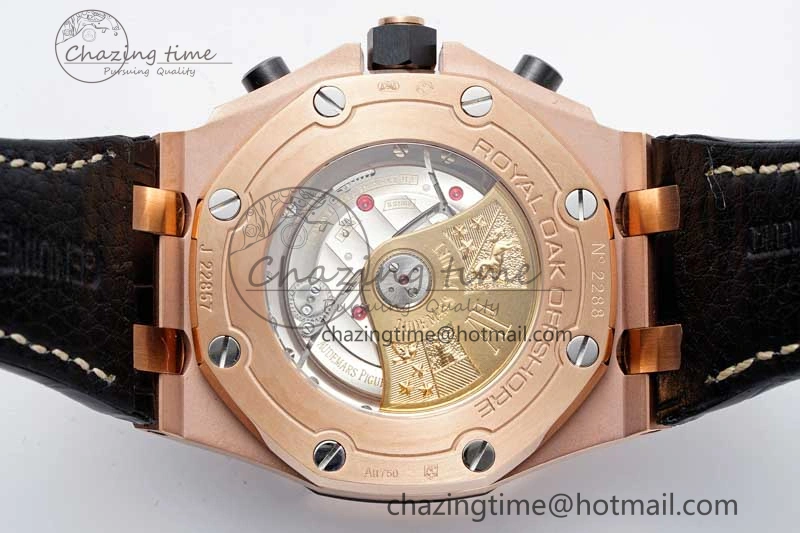 FashionForward Royal Oak Offshore 42mm RG APF 1:1 Best Edition RG Dial on Black Leather Strap A 4671