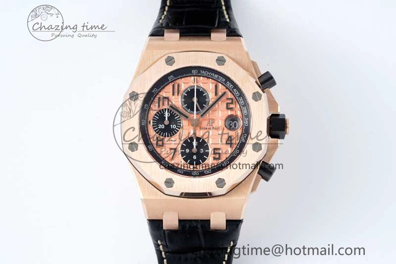FashionForward Royal Oak Offshore 42mm RG APF 1:1 Best Edition RG Dial on Black Leather Strap A 4671