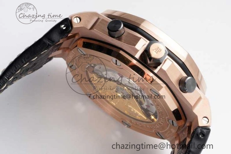 UrbanChic Royal Oak Offshore 42mm RG Bezel APF 1:1 Best Edition Black RG Dial on Black Leather Strap A 4622