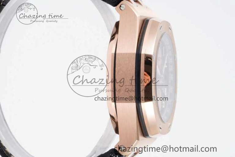UrbanChic Royal Oak Offshore 42mm RG Bezel APF 1:1 Best Edition Black RG Dial on Black Leather Strap A 4622
