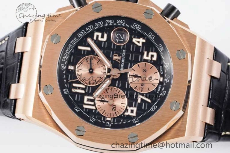 UrbanChic Royal Oak Offshore 42mm RG Bezel APF 1:1 Best Edition Black RG Dial on Black Leather Strap A 4622