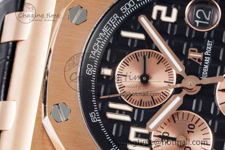 UrbanChic Royal Oak Offshore 42mm RG Bezel APF 1:1 Best Edition Black RG Dial on Black Leather Strap A 4622