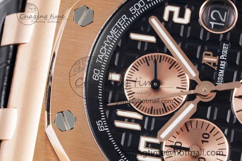 UrbanChic Royal Oak Offshore 42mm RG Bezel APF 1:1 Best Edition Black RG Dial on Black Leather Strap A 4622