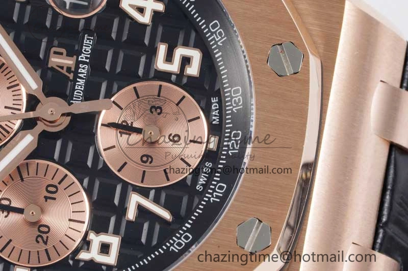 UrbanChic Royal Oak Offshore 42mm RG Bezel APF 1:1 Best Edition Black RG Dial on Black Leather Strap A 4622