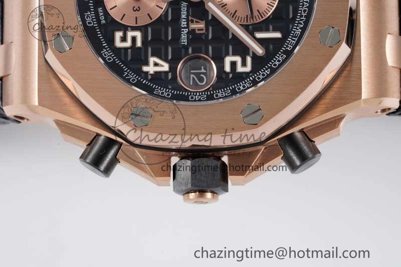 UrbanChic Royal Oak Offshore 42mm RG Bezel APF 1:1 Best Edition Black RG Dial on Black Leather Strap A 4622
