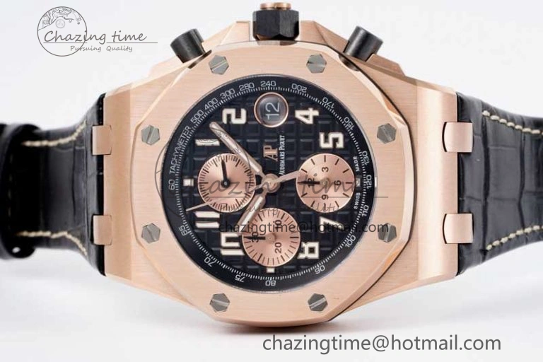 UrbanChic Royal Oak Offshore 42mm RG Bezel APF 1:1 Best Edition Black RG Dial on Black Leather Strap A 4622