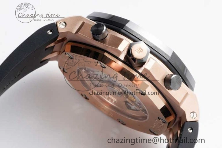 Royal Oak Offshore 42mm RG Black Ceramic Bezel APF 1:1 Best Edition Black Dial on Black Rubber Strap A Seasonal 4615