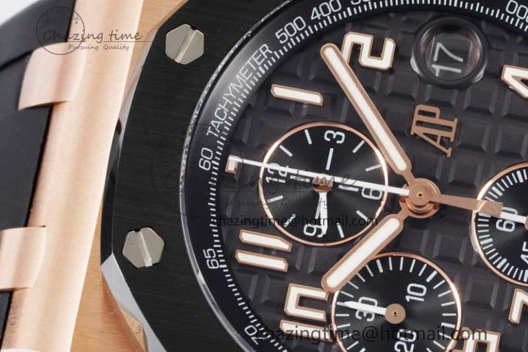 Royal Oak Offshore 42mm RG Black Ceramic Bezel APF 1:1 Best Edition Black Dial on Black Rubber Strap A Seasonal 4615