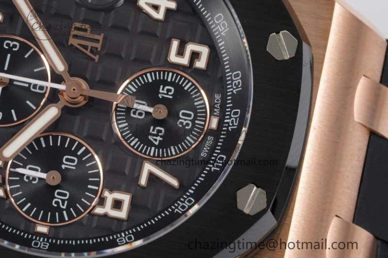 Royal Oak Offshore 42mm RG Black Ceramic Bezel APF 1:1 Best Edition Black Dial on Black Rubber Strap A Seasonal 4615