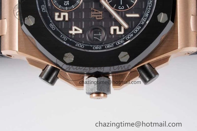 Royal Oak Offshore 42mm RG Black Ceramic Bezel APF 1:1 Best Edition Black Dial on Black Rubber Strap A Seasonal 4615
