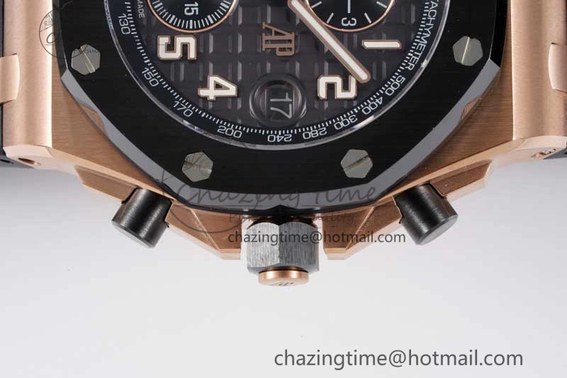 Royal Oak Offshore 42mm RG Black Ceramic Bezel APF 1:1 Best Edition Black Dial on Black Rubber Strap A Seasonal 4615
