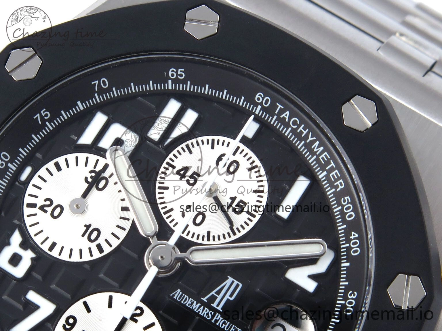 SoftTouch Royal Oak Offshore 42mm Rubberclad SS TKF Best Edition Black White Dial on SS Bracelet A 4351