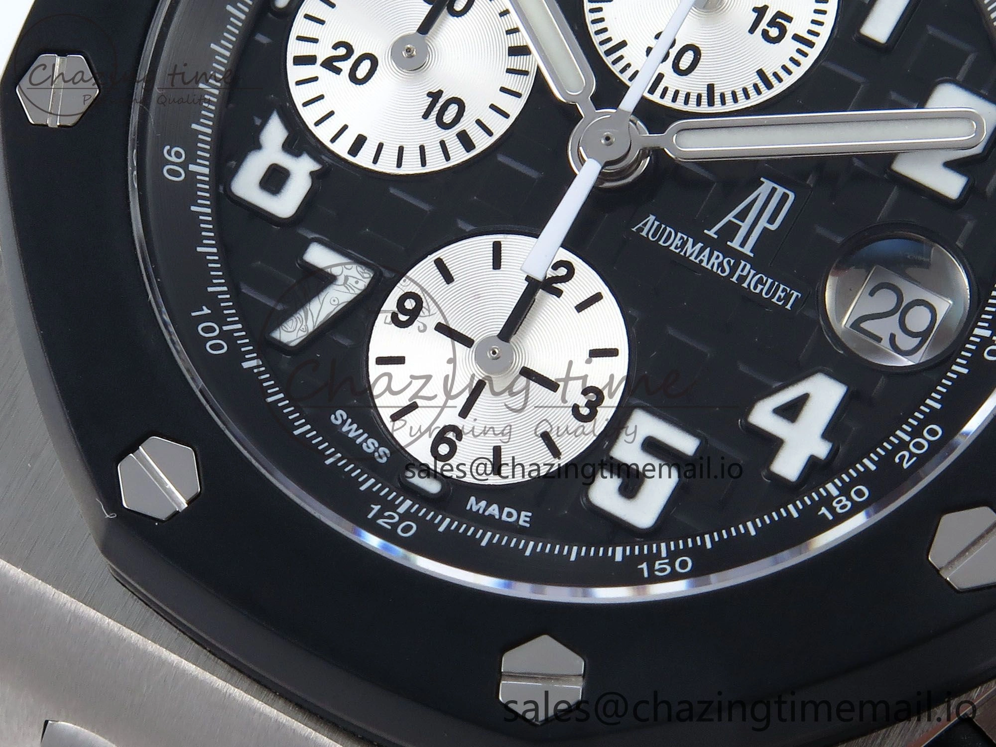 SoftTouch Royal Oak Offshore 42mm Rubberclad SS TKF Best Edition Black White Dial on SS Bracelet A 4351