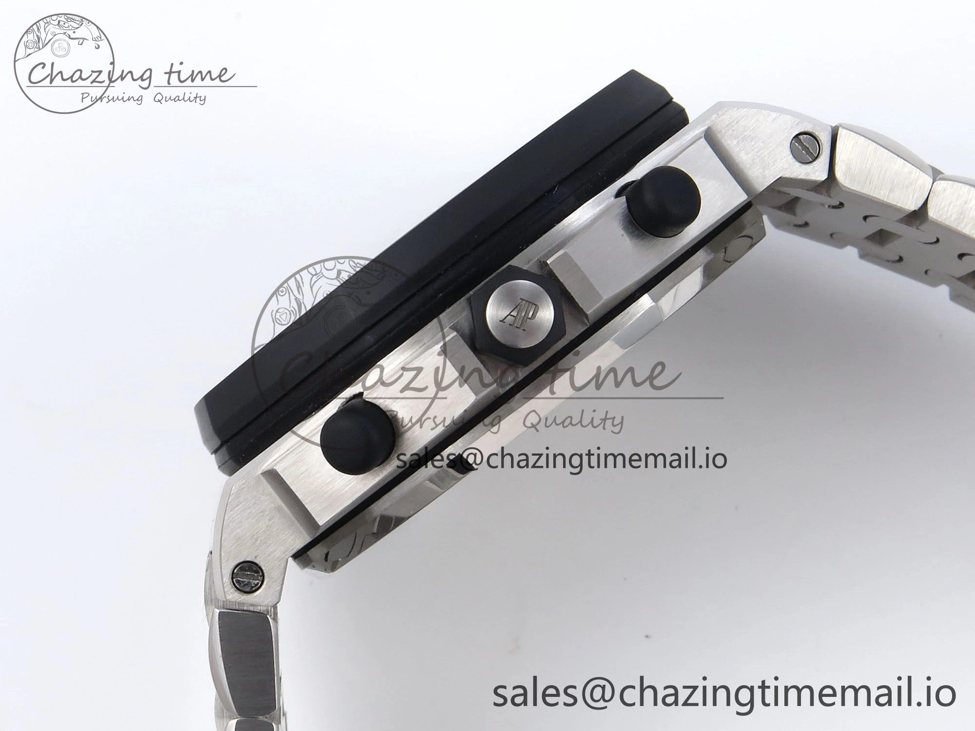 SoftTouch Royal Oak Offshore 42mm Rubberclad SS TKF Best Edition Black White Dial on SS Bracelet A 4351