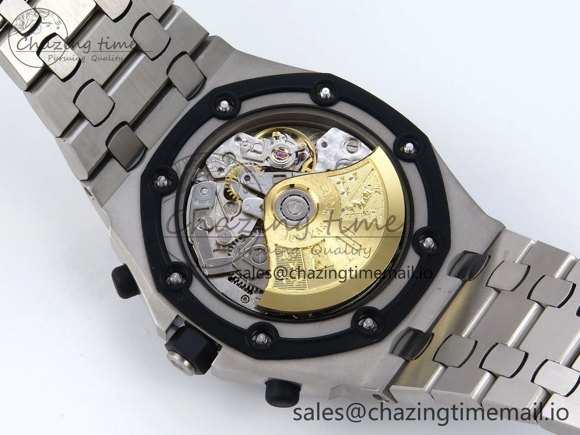 SoftTouch Royal Oak Offshore 42mm Rubberclad SS TKF Best Edition Black White Dial on SS Bracelet A 4351