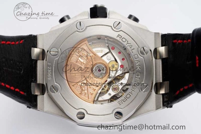 Unique Royal Oak Offshore 42mm SS APF 1:1 Best Edition Black Dial on Black Leather Strap A 4714