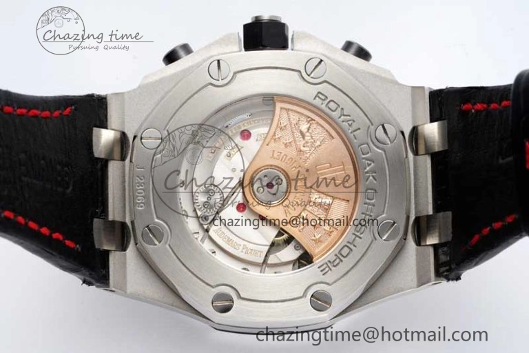 Unique Royal Oak Offshore 42mm SS APF 1:1 Best Edition Black Dial on Black Leather Strap A 4714